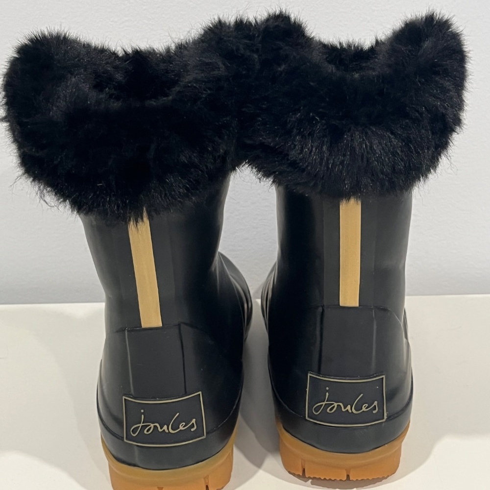 Joules Womens CHILTON Winter Boots Fur Trim Black Size US 9 UK7 Excellent Warm - Picture 5 of 9
